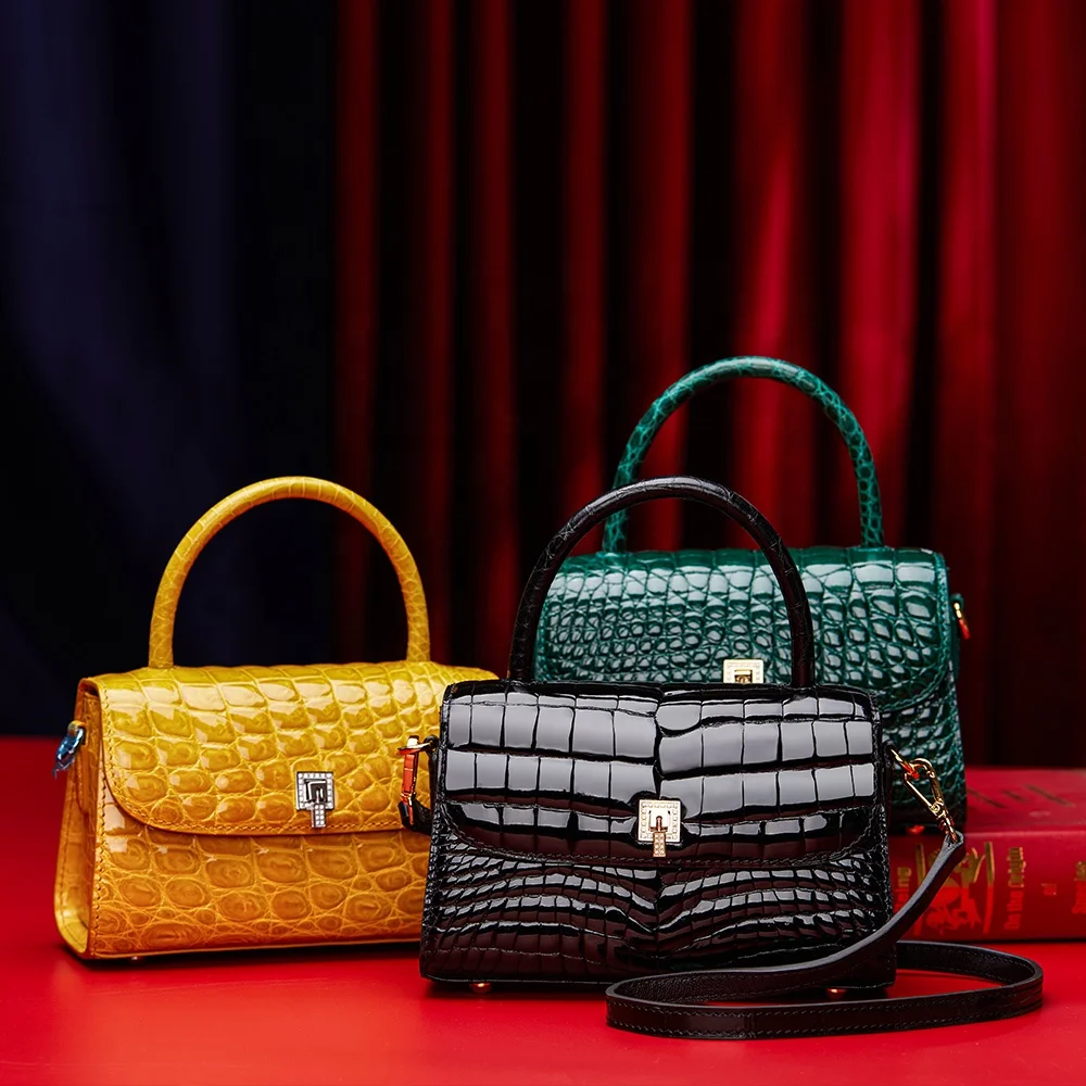 

Famous brand mini leather handbag crocodile lady handbag leather for women
