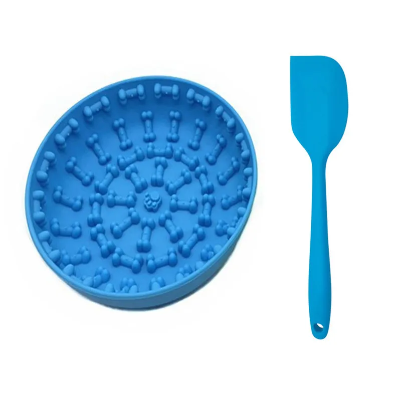 

Dog slow feeder food grade silicone lick bowl lick mat with suction cup bottom and scraper boredom and anxiety reducer