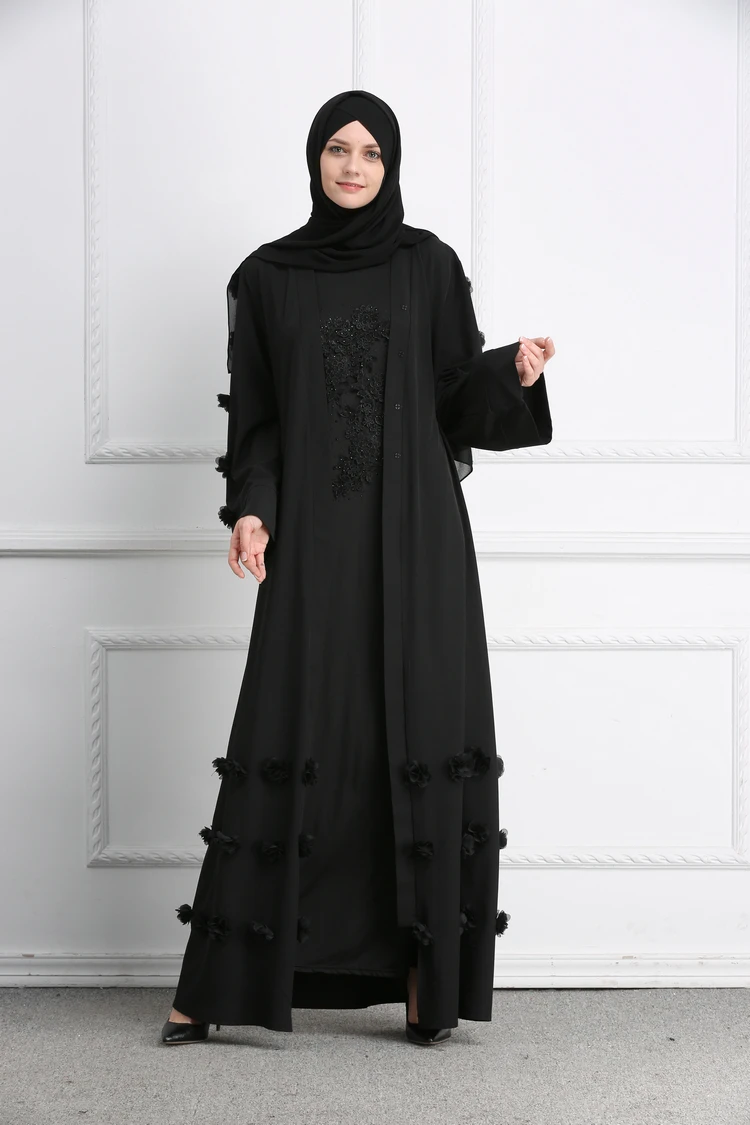 迪拜abayas 女装 2019 休闲穆斯林服装绷带 kaftan 连衣裙大号伊斯兰