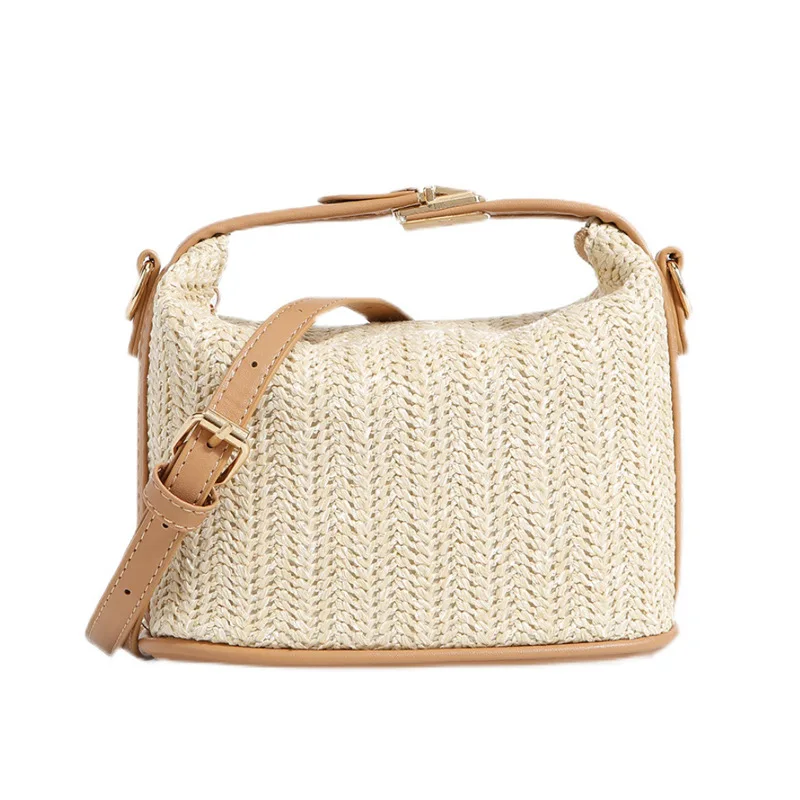 

Summer New Style Women Straw Handbag Rattan Natural Bamboo Straw Shoulder Bag Single Shoulder Messenger Bag, As picture