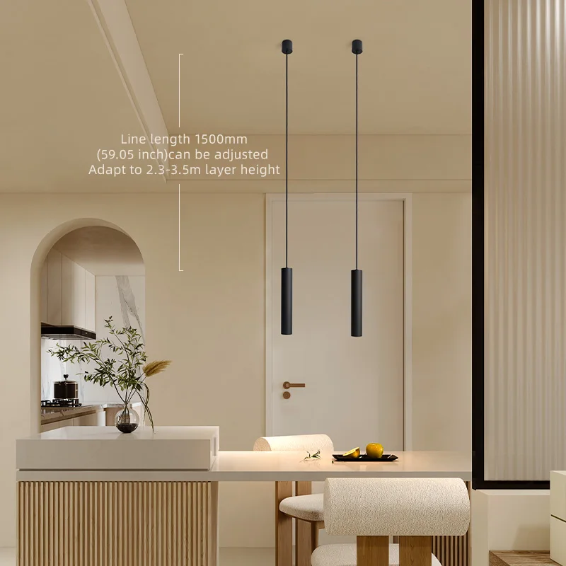 

Aisilan industrial style long liner batten hanging black white modern indoor linear pendant light