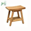 Free Standing Wooden Bamboo Bathroom Shower Seat Bench, Spa Stool With Shelf
