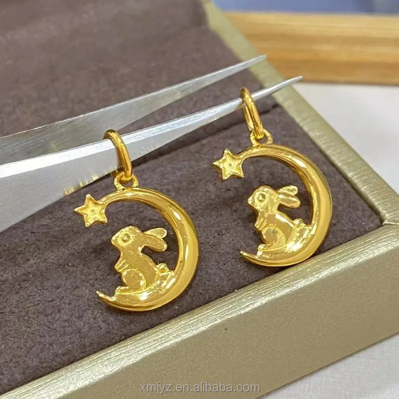 

Certified In Stock Wholesale 5G Gold Jade Hare Moon-Looking Pendant Pure Gold 999 Women's Pendant 24K Gold Pendant Necklace Gift