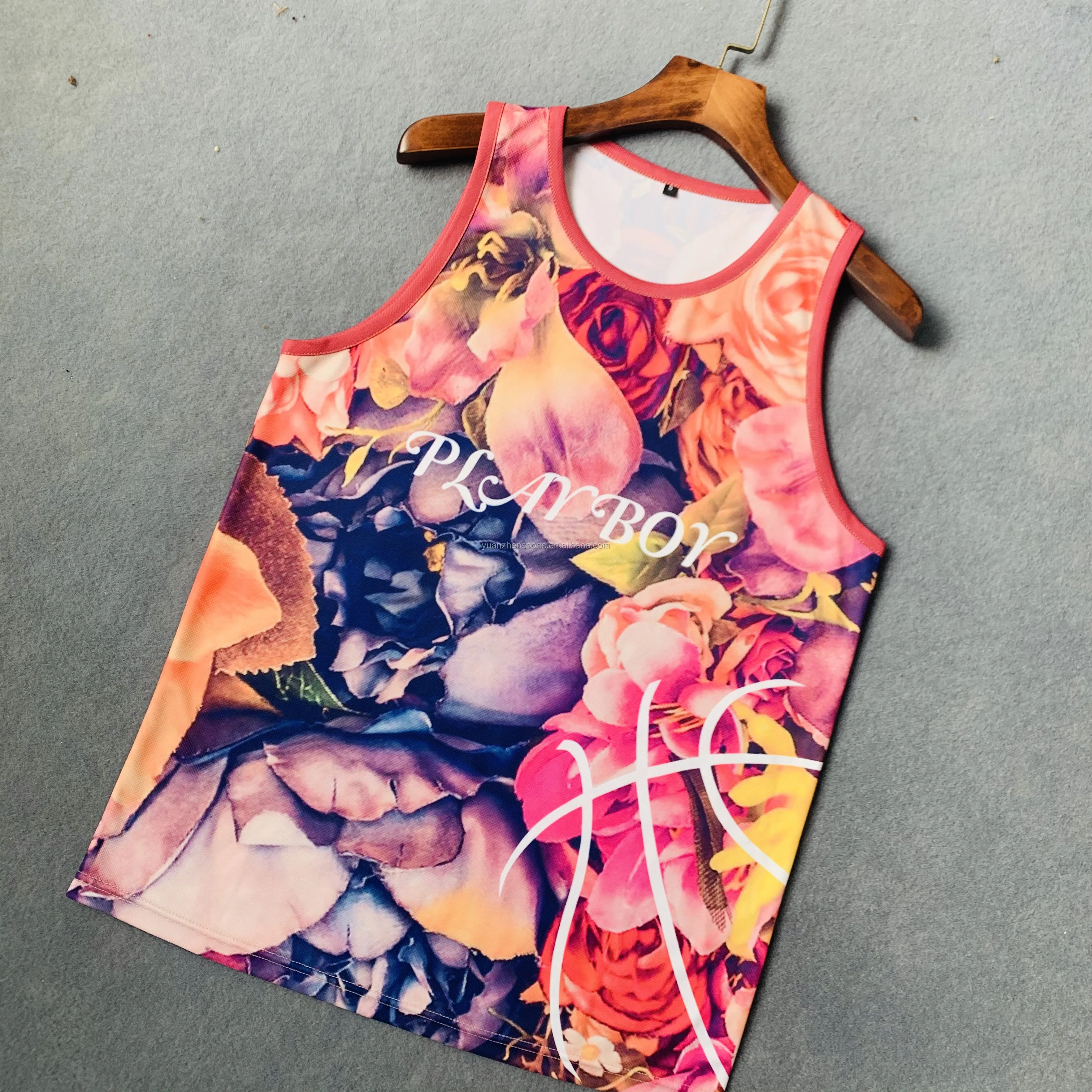 

fashion all over flower basketball jersey, Sublimation printing color