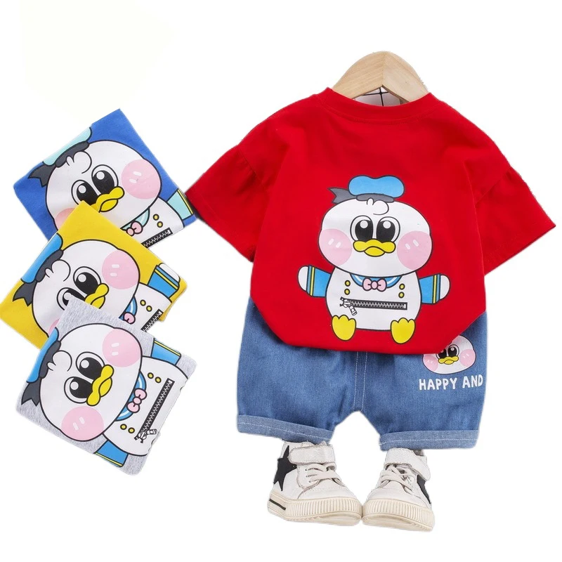 

Child New Fashion Design 2021 Summer Cartoon Clothing Boys short-sleeved shorts two-piece Sets, Red,gray,blue,yellow