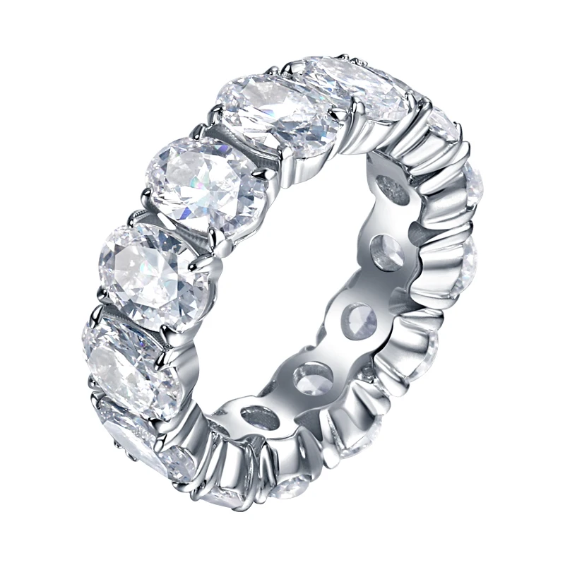 

Solid Silver Sterling Eternity band Shared prong setting with cz pave eternity Band, Picture