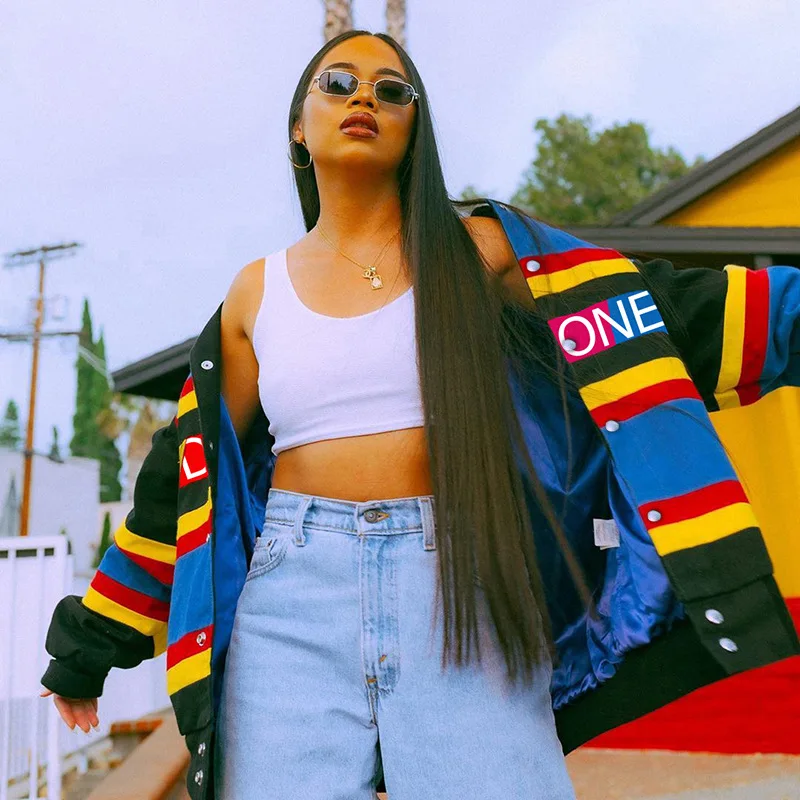 

Autumn and winter new style women's fashion casual jacket color stripe printing coat jacket wholesale, Picture