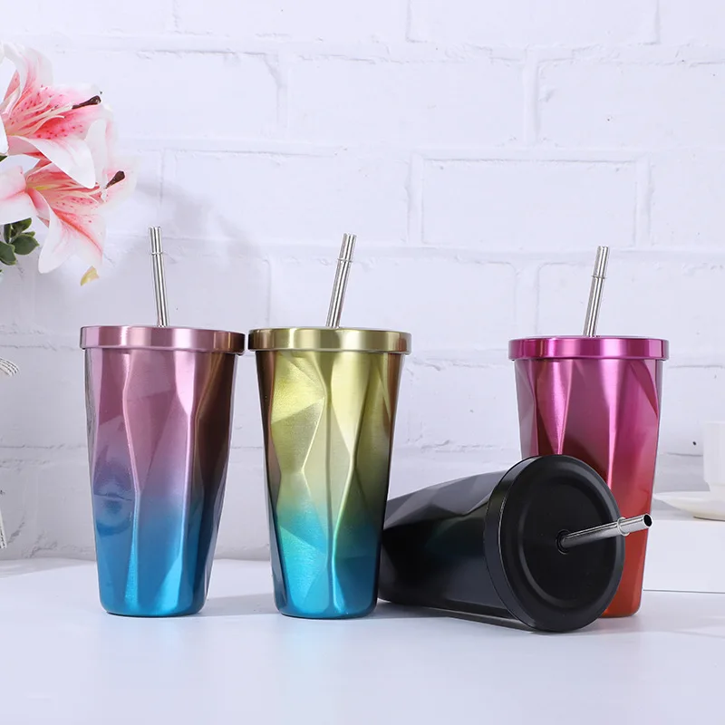 

2020 Hot Selling 5500ml Double Wall Stainless Steel Coffee Mug Travel Mug With Straw Thermos Vacuum Flask, Black/white/pink/green