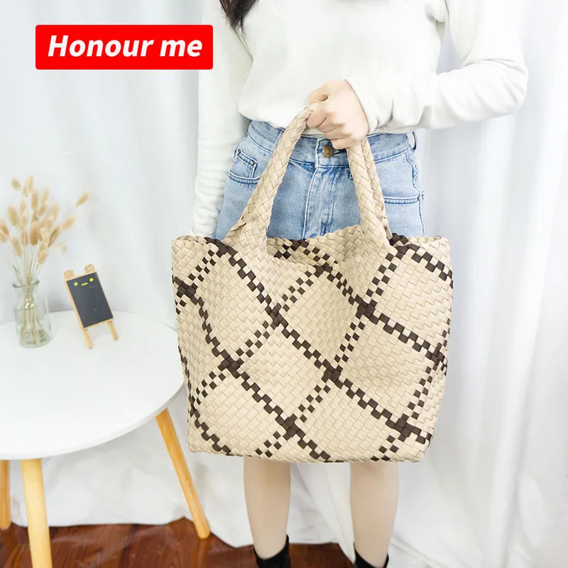 

2022 Winter And Spring woven neoprene Beach tote Bag Hand make Knitted bag Weave Tote Bag