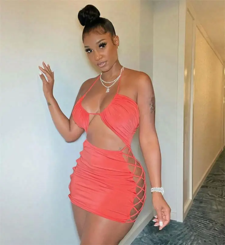 

Newest Design 2021 New Arrivals Solid color Wrap top Bandage Bodycon Women Fashion Clothes Sexy Mini Dress