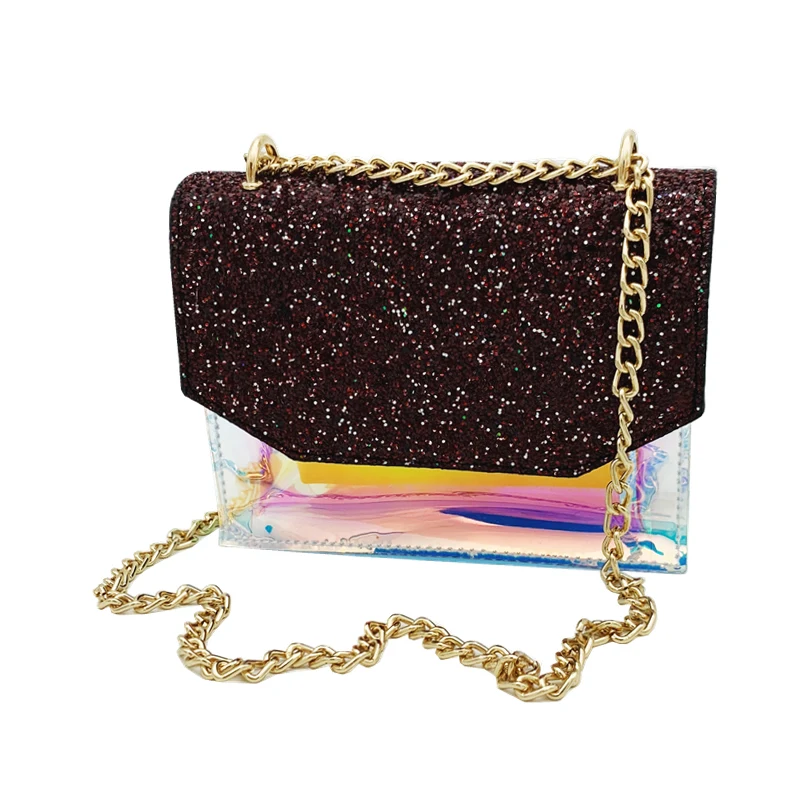 

Newest Fashion Ladies Pvc Handbag Crossbody Jelly Shoulder Bag Cheap Clear Designer Purses Handbags for Women 2021, White silver golden red