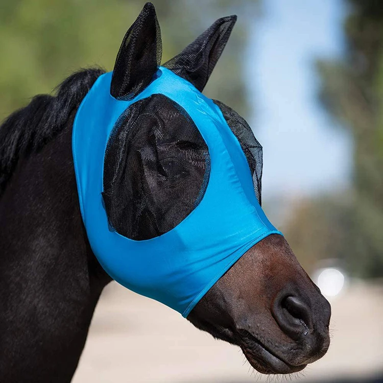 

High Quality Different Sizes Soft Comfortable Anti-mosquito Breathable See- Through Mesh Horse Fly Mask with Ears