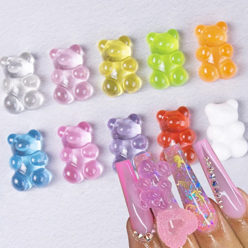

Kawaii 3D Gummy Bear Nail Art Charms Resin Jelly Bear DIY Nails Decoration Luxury Nail Accessory