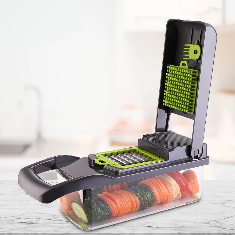 

12 In 1 Gadgets Kitchen Accessories Hand Manul vegetable chopper mandoline slicer safe slice food slicer, Red,blue