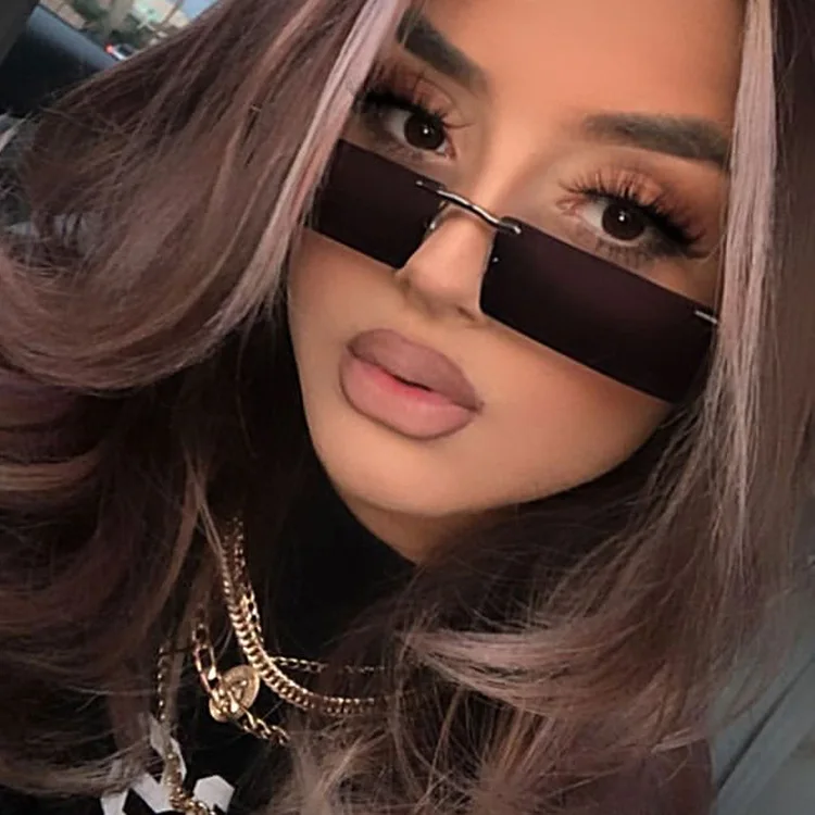 Conchen 2021 Square fashion newest shades Small punk rimless rectangle women mens sunglasses 2021
