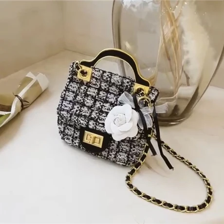 

8085-2#mini Luxury Fashion quilted flap bags purse for girls cute crossbody bags with camellia accessories Swallow Gird bags