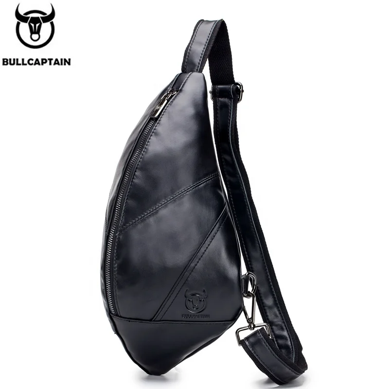

BULLCAPTAIN Genuine Leather Chest Bag Men Crossbody Bags Chest Messenger Bags