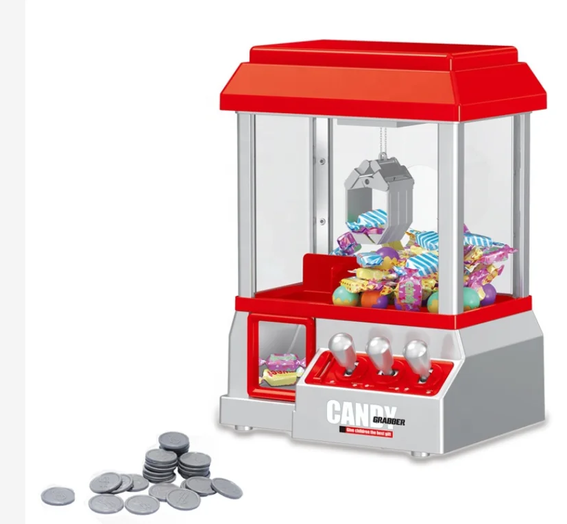 

Mini Electronic Candy Grabber toy with music new style candy household grabber candy catcher arresting mini claw machine, Red,grey