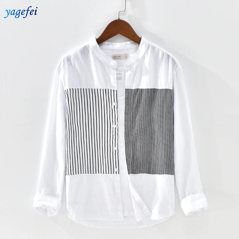 

Collar Casual Linen Long Sleeve Men Shirts with Button Wholesale Supplier China Custom OEM ODM Solid Pattern Linen / Cotton 3pcs, Colors