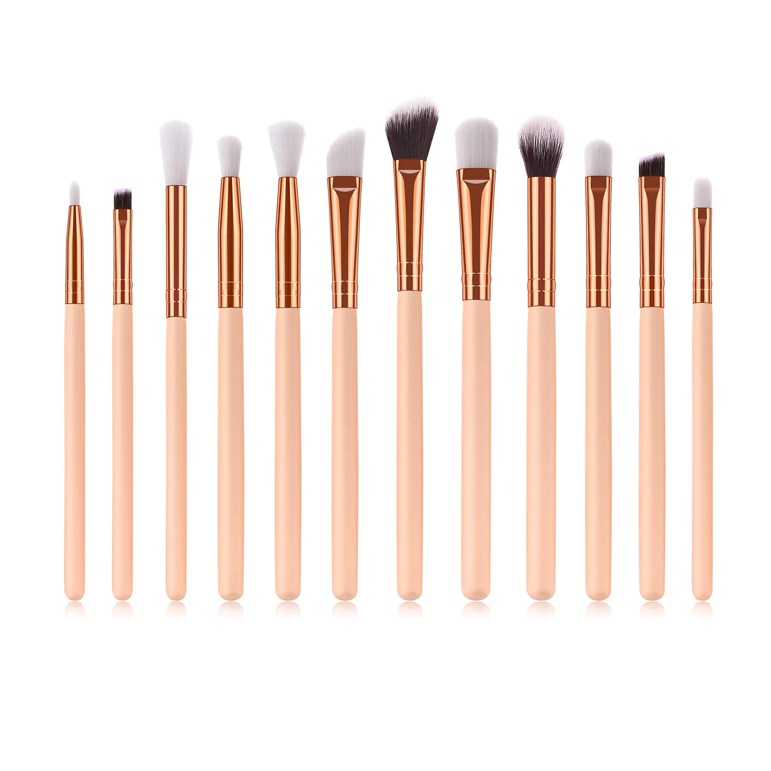

12 Pack Eye Makeup Brushes Set kit for EyeBrow EyeShadow Angled Flat Details Make-up Brushes 2 color options, Skin, brown