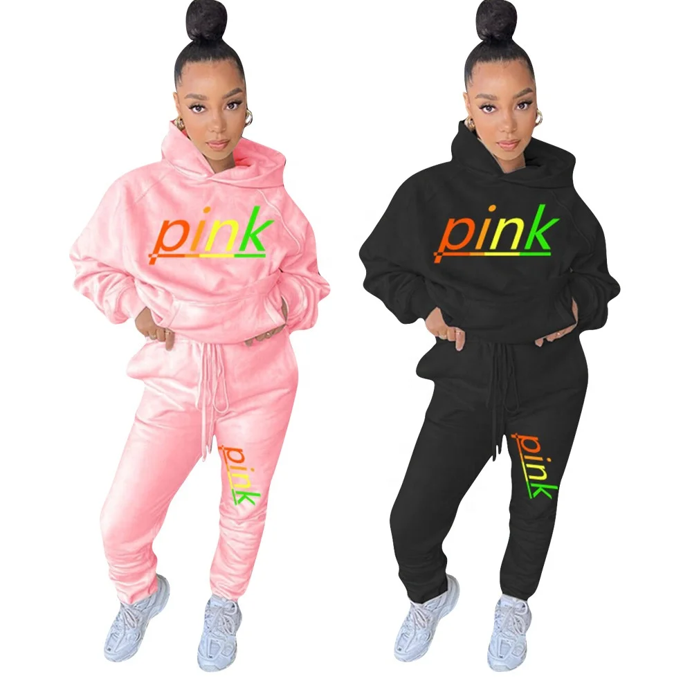 

MT200-695 Women's wholesale fashion embroidery casual solid color hooded sweatshirt sweater two-piece suit women clothing