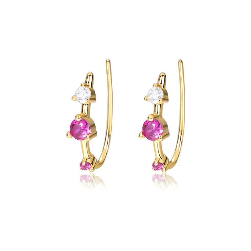 Fashion Statement Earrings Boho Unique Piercing jewelry Gold Plated Colored Zircon Earrings 925 Sterling Silver