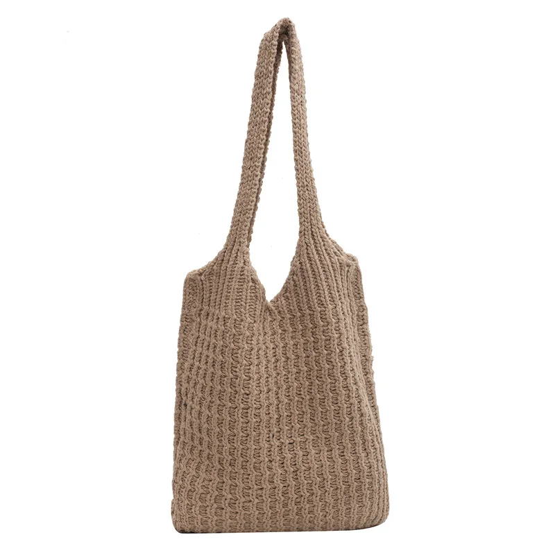 

2023 New Crochet Purses Knitted Shoulder Bag Large Capacity Textured Handmade Knitting Tote Bag