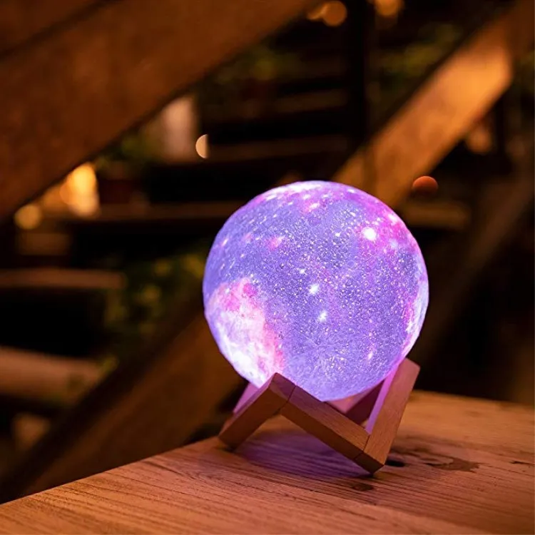 Amazon hot sells 3D space lamp 3D night light starry sky lamp beautiful round shaped lamp