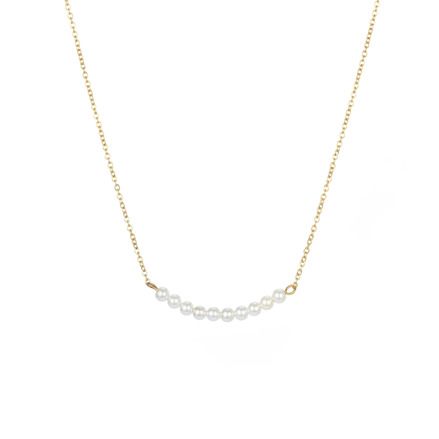 

New Design Manufacturer Supply Custom Silver Jewelry 18k Gold Plated Chain Stainless Steel Pearl Necklace for Women, Silver/gold/rose gold