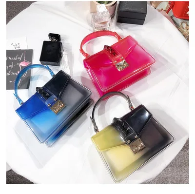 

women luxury handbags New Fashion shiny transparent pvc holographic bag lady travel makeup pouchblack bags women handbags, Picture