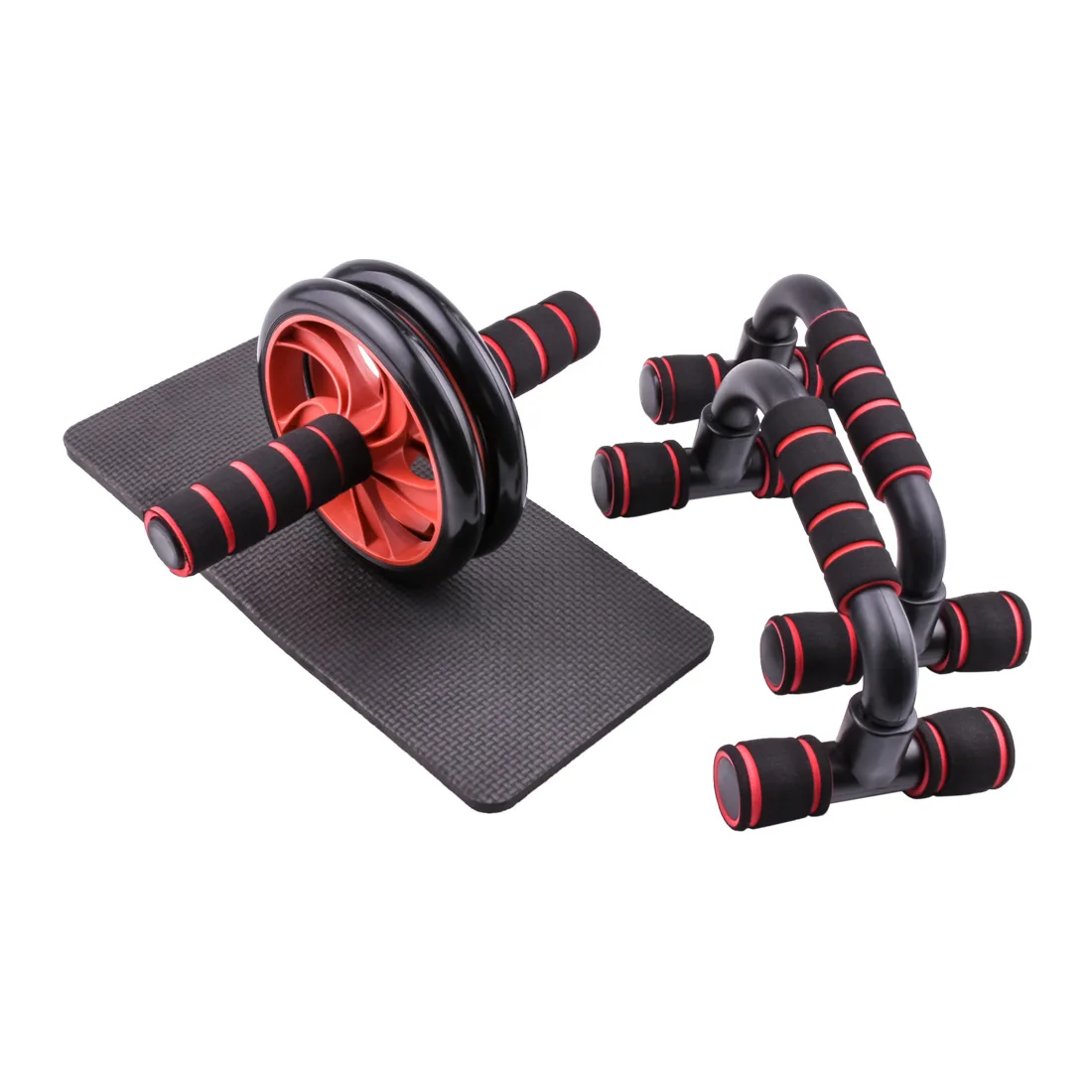 

New product red I-shaped push-up bracket double-wheeled abdominal muscle wheel multifunctional abdominal wheel fitness equipment