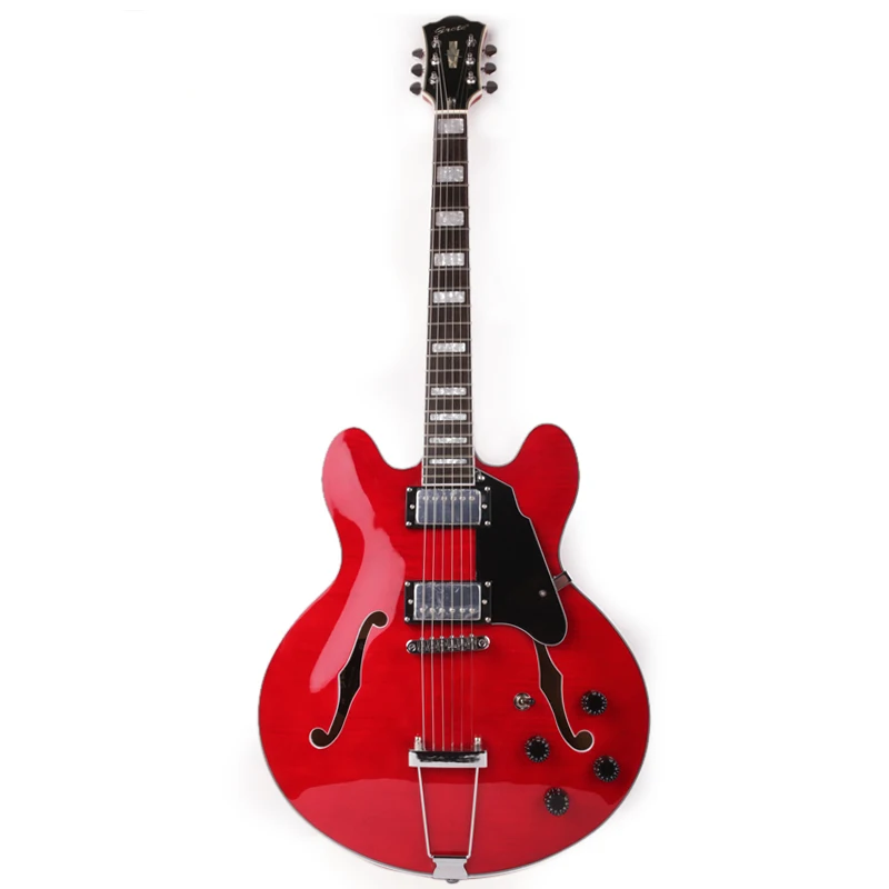 

jazz hollow body hollowbody f hole red double cutaway electric guitar guitare electrique guiter guitarra gitar guitars