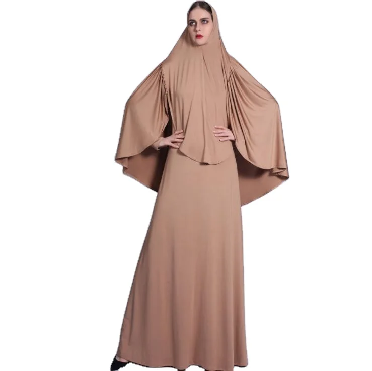 

2022 Solid Color Dubai Turkish Muslim Dress Islamic Clothing Modest Fashion Muslim Women Hijab Dress Two Pieces Abaya