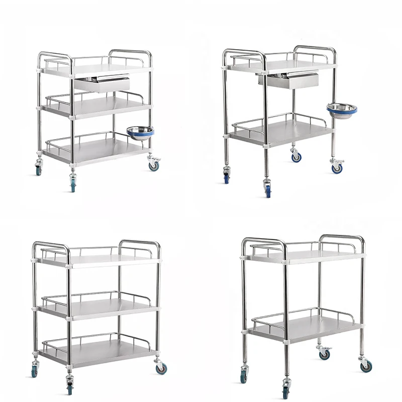 

Customized First Aid hospital medical stainless steel treatment Instrument trolley cart