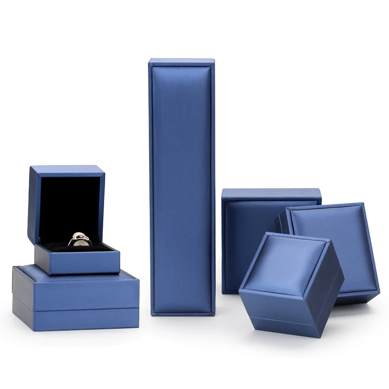 

FSD Fashion Pu Leather Jewellery Boxes Packaging Blue Jewelry Boxes With Logo Packaging Velvet Jewelry Box, Blue,gray,gold