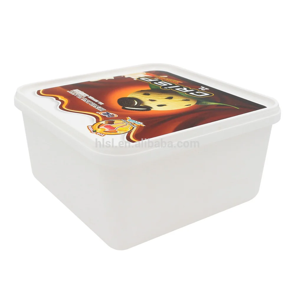 2l Square Wholesale Disposable Plastic Tub Of Ice Cream With Lids White
