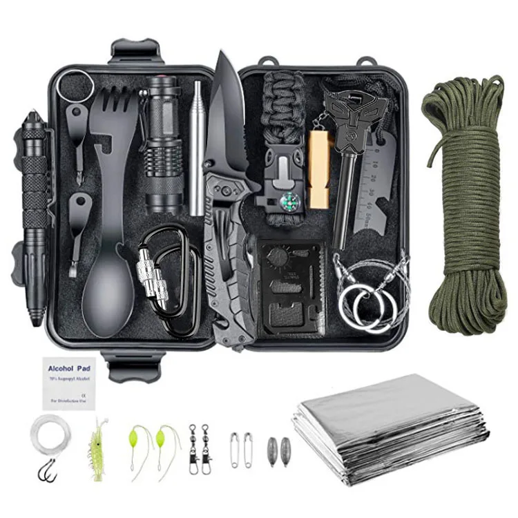 

Outdoor multi-functional camping equipment self-defense emergency kit multi-functional items survival kit box