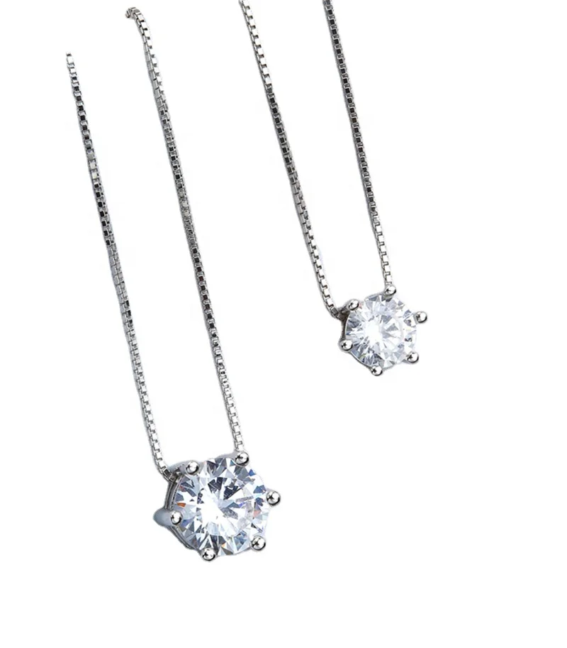 

Round Shape CZ Stone Link Chain Necklace for Women 925 Sterling Silver Jewelry