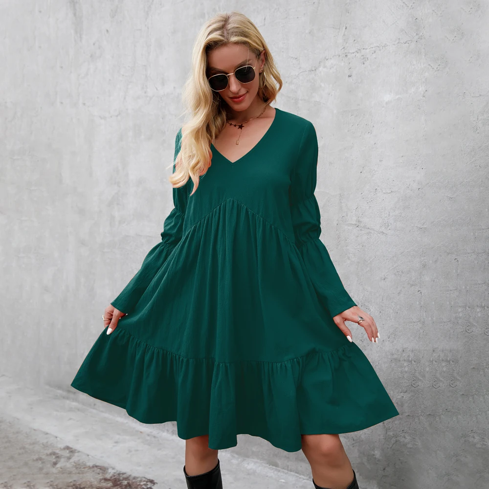 

Womens Boho Chic Summer Trending Ruffled Beach Dress Women Bohemian Dresses Long Sleeve Clothing Spring Ladies 2022, Any custom color