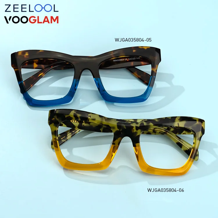 

Zeelool Vooglam Brand Women Men Wholesale Acetate Rectangle Optical Glasses blue yellow green tortoise Optical Eyeglasses Frames
