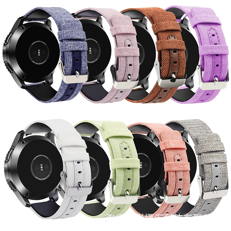 

Jean Fabric Leather Watch Band Strap for Samsung Galaxy Watch 4.6 Strap, Width 22mm Spring Bar Watch Strap Band Replacement