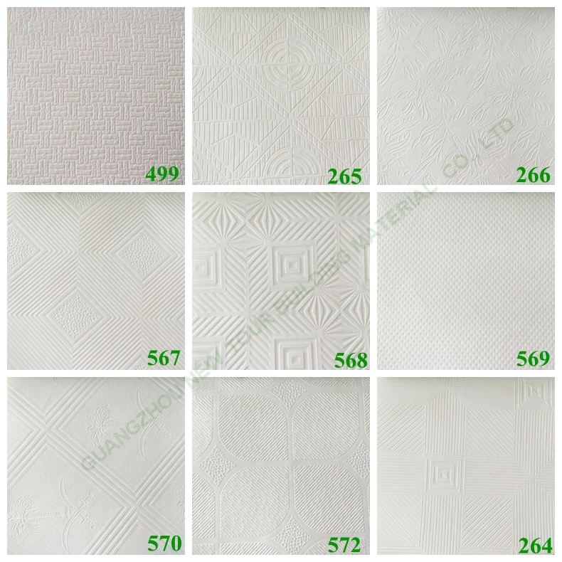 Vinyl Coated 60x60 Pvc Laminated Gypsum Ceiling Tiles/ Gypsum Board