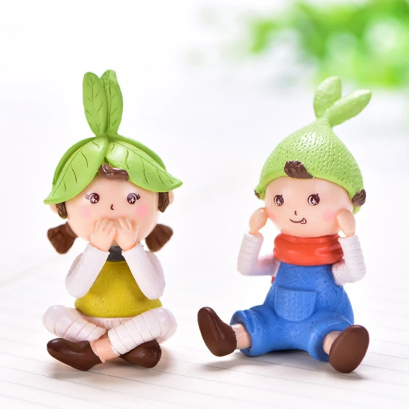 

Cute Girls Gnome Figurine Miniature PVC Fairy Garden Decor Micro Landscape Succulent Handmade Craft Gift Keychain Accessories