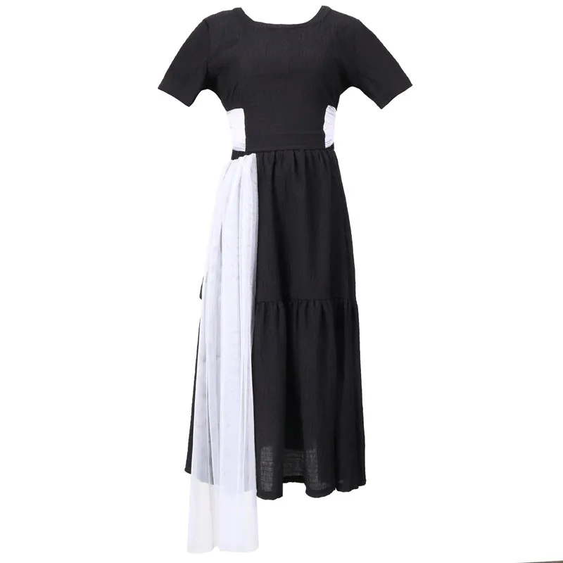 

Original Collision color patchwork gauze skirt two-piece women's Ins design sense backless fashion bow Half skirt