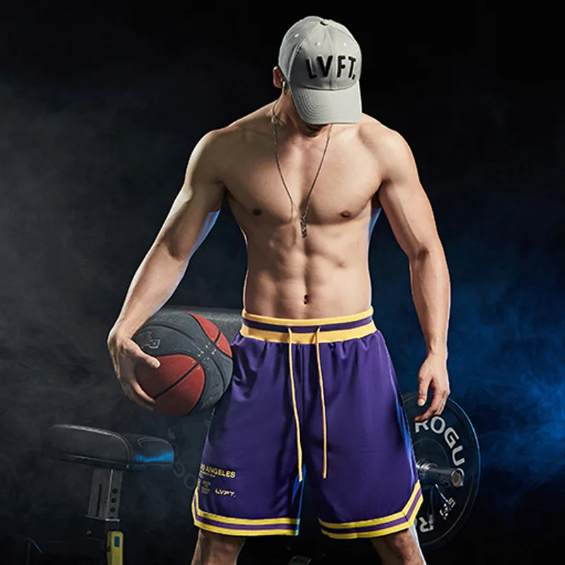 

2021 New Arrival Men Summer Shorts Set Loose Basketball Shorts For Mens Home Gym Causal Sport Pants, Purple,black