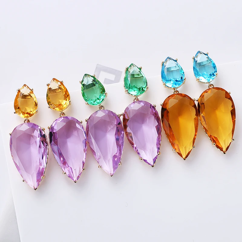 

Cheaper Fashion Multicolor Glass Clear Tourmaline Earrings Korea Style