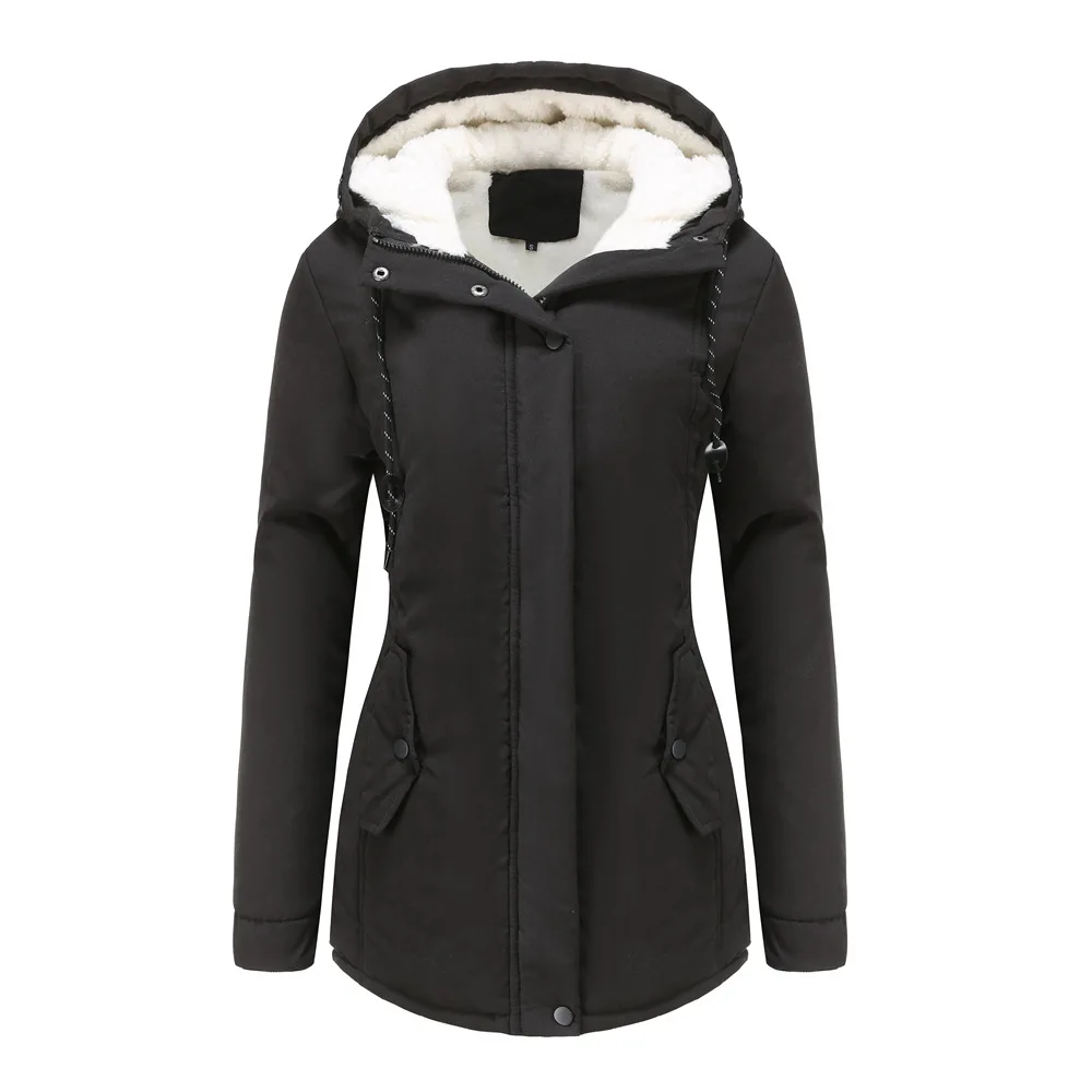

Hot style autumn/winter 2020 new warm cotton-padded jacket for women with extra thickness and velvet for women with casual hoode