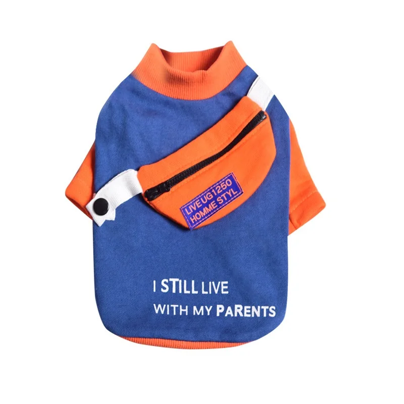 

Good Quality Pet Clothing For Dogs Fashion Sweat Pullover With Removable Back Zipper Pocket Dog Winter Clothes, Blue, black