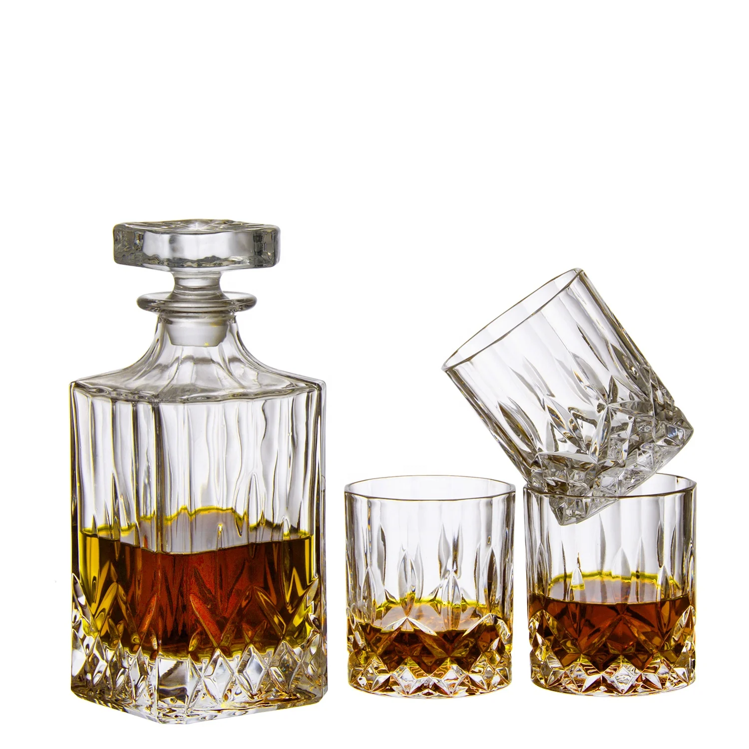 

Samyo clear diamond whiskey glass set whisky Decanter with whiskey glasses, Transparent