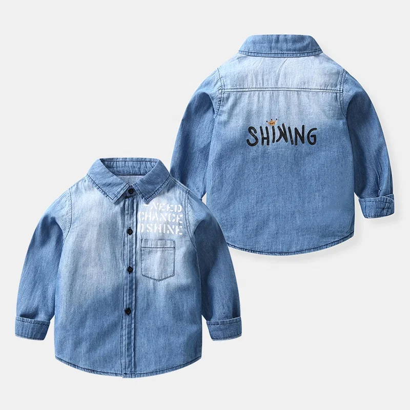 
2020 keyavv Boy Long Sleeve Baby Shirt Clothes Children Denim shirt 
